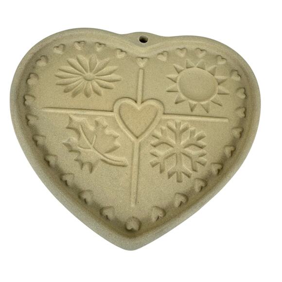 Pampered Chef Vintage 1997 Seasons Of The Heart Clay Cookie Mold - Picture 2 of 5